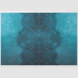 Papel De Seda Fundo de Decoupage do Lace Teal Elegante