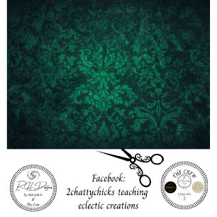 Papel De Seda Fundo de Decoupage Vintage Damask Esmeralda