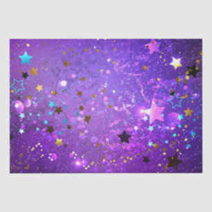 Papel De Seda Fundo de folhas roxas com estrelas