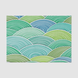 Papel De Seda Fundo de ondas verdes abstratas onduladas
