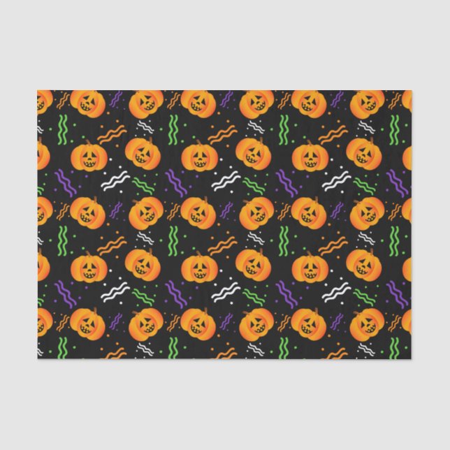Papel De Seda Fundo Festivo Jack-o'-lanternas (Frente )