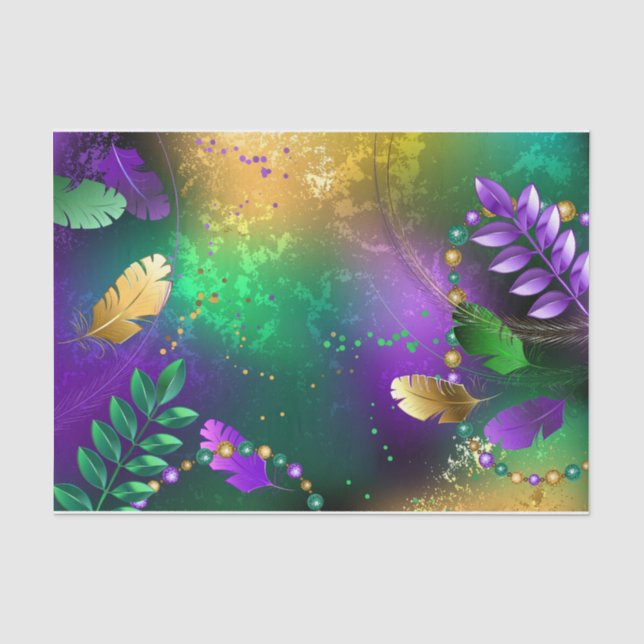 Papel De Seda Fundo márdi iridescente com miçangas (Frente )
