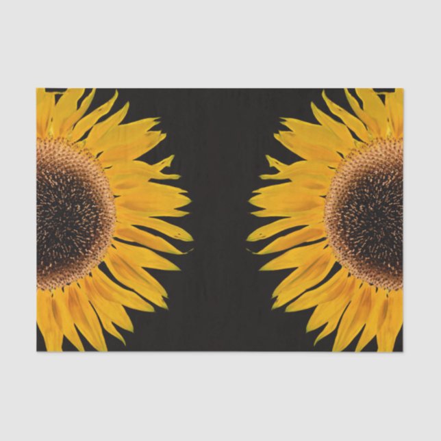 Papel De Seda Fundo Negro Simétrico Amarelo de Girassol (Frente )
