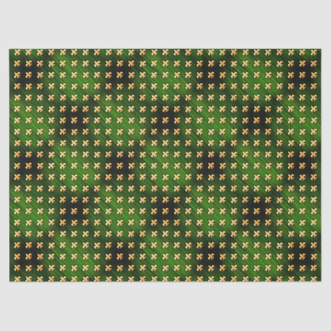 Papel De Seda Fundo preto e verde com Fleur de Lis Dourado (Frente )