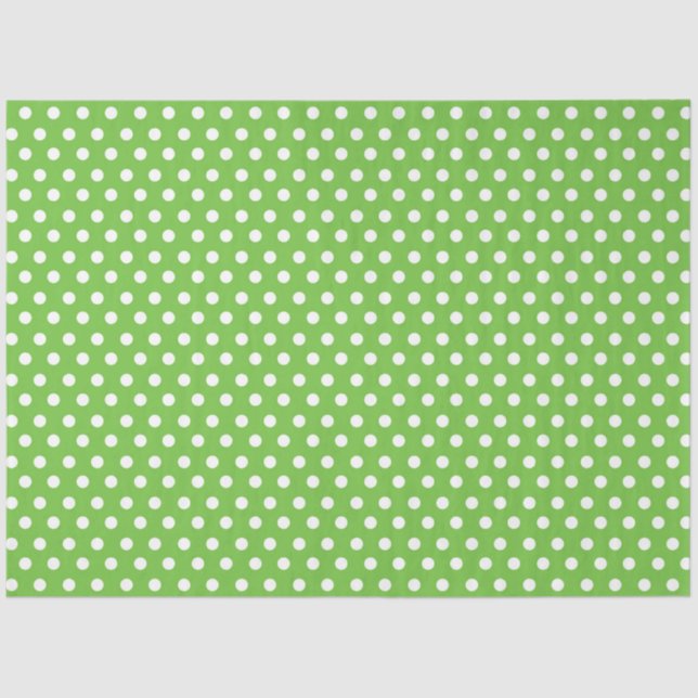 Papel De Seda Fundo Verde Claro com Bolinhas Brancas (Frente )