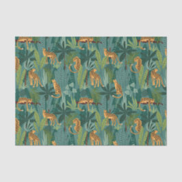 Papel De Seda Fundo Verde de Padrão Selvagem Leopard