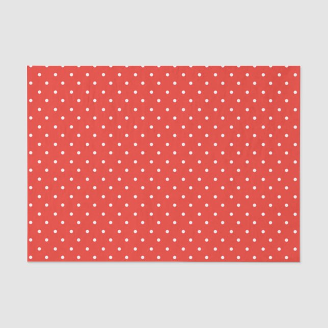 Papel De Seda Fundo vermelho contínuo com padrão de bolinhas (Frente )