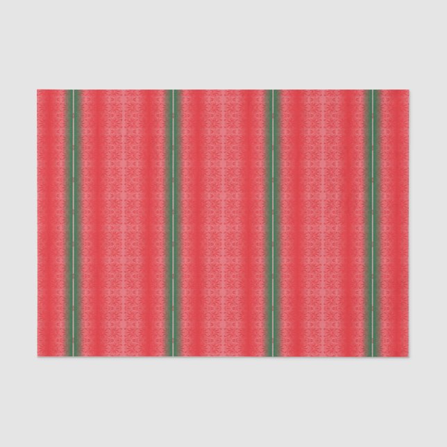 Papel De Seda fundo vermelho e verde listrado (Frente )