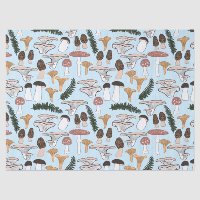 Papel De Seda Fungi Fungi Mushroom Fern Pattern Gift (Frente )