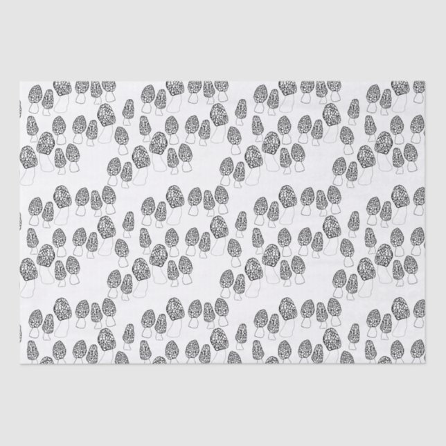 Papel De Seda Fungi Morel Mushroom Dom de Padrão (Frente )