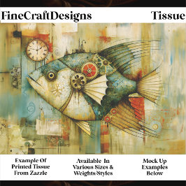 Papel De Seda Funky Fish Steampunk Mecânico FM2L Decoupage