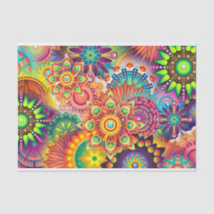 Papel De Seda Funky Retro Pattern Abstrato Bohemian