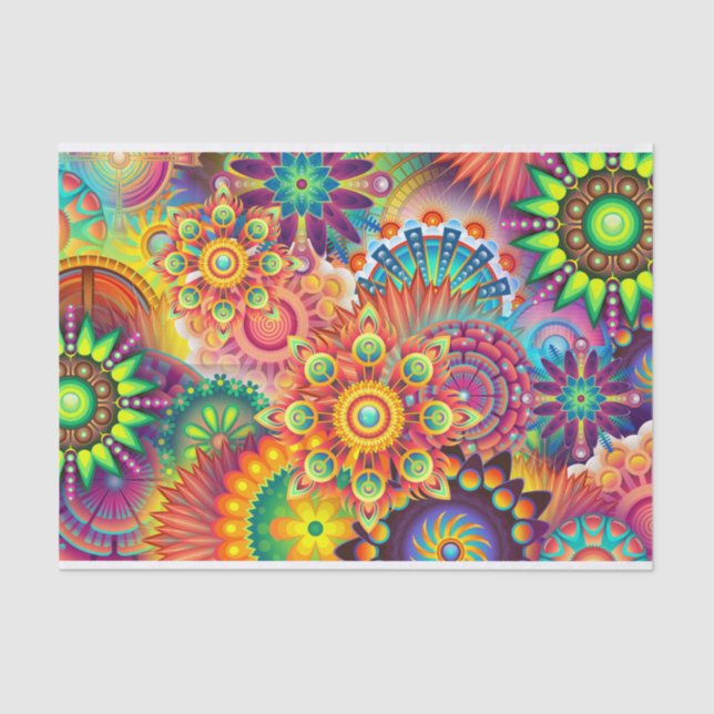 Papel De Seda Funky Retro Pattern Abstrato Bohemian (Frente )