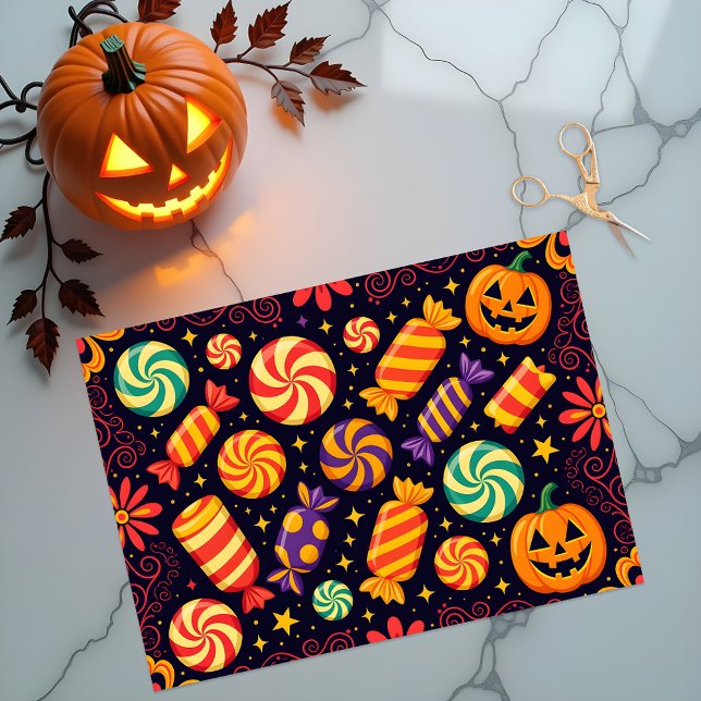 Papel De Seda Funky Spooky Candy e Jack-o-Lanterns Halloween (Criador carregado)