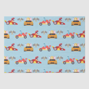 Papel De Seda Funny Dinosaur, aniversário de criança de carro de