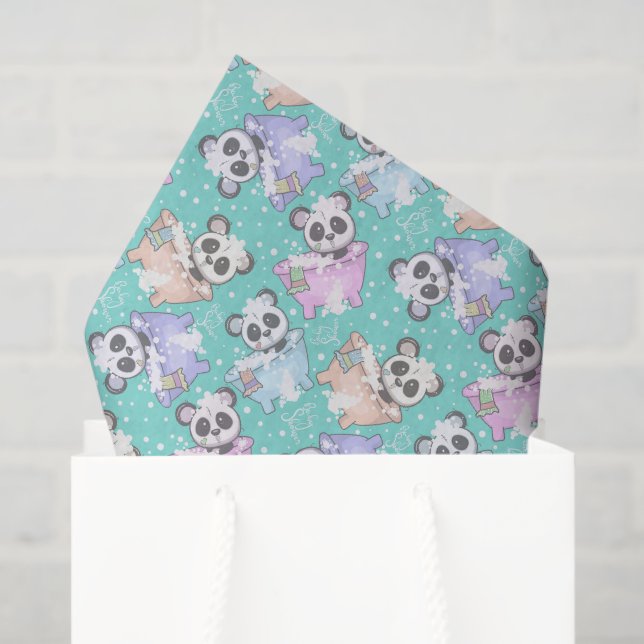 Papel De Seda fuso aguado do urso Panda unisex (Sacola de presentes)