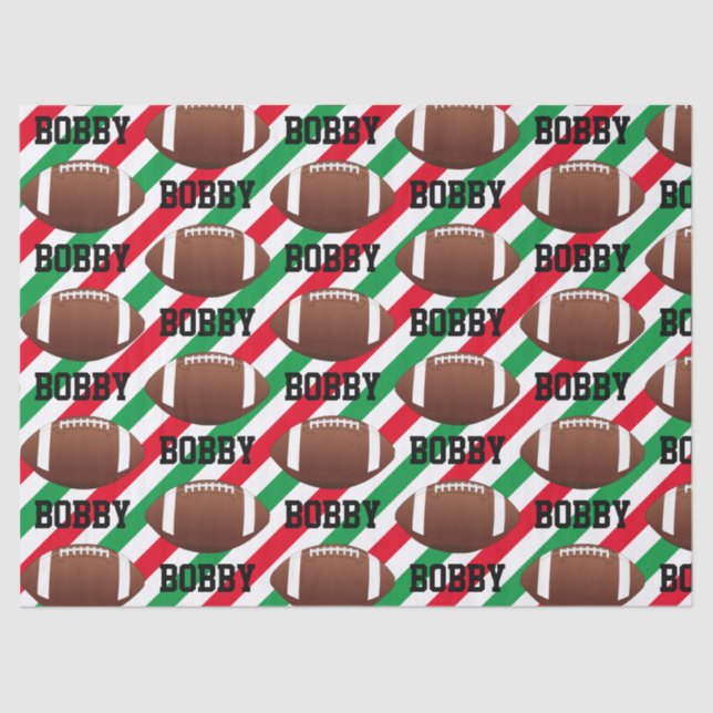 Papel De Seda Futebol de Natal Adicione Nome Strike Red & Green (Frente )