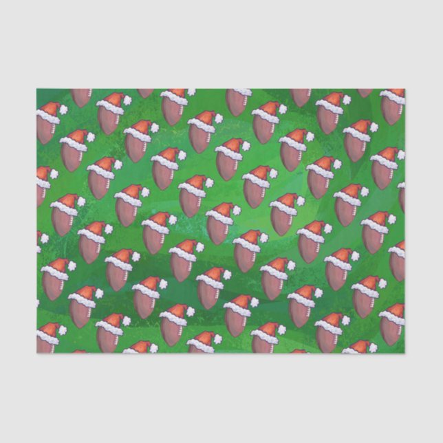 Papel De Seda Futebol do chapéu do papai noel no verde (Frente )