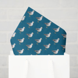Papel De Seda Gaivota Pássaro Praia Oceano Costa Azul Aquarela