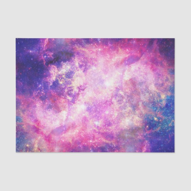 Papel De Seda Galáxia da Nebulosa Espacial Púrpura Rosa-Rosa (Frente )