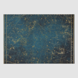 Papel De Seda Galáxia de ouro azul da constelação de mapa celest