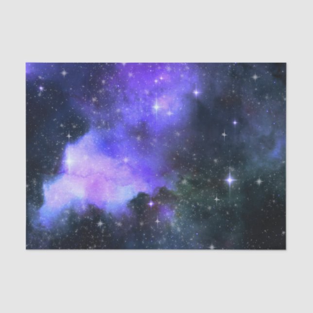Papel De Seda Galáxia do Espaço de Aquarela Estrelas Roxo (Frente )