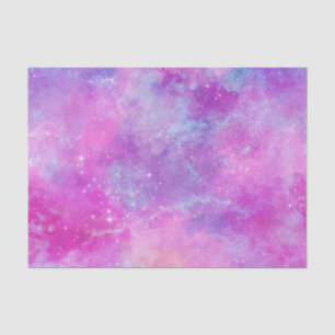 Papel De Seda Galáxias do Espaço de Aquarela Estrelas Rosa