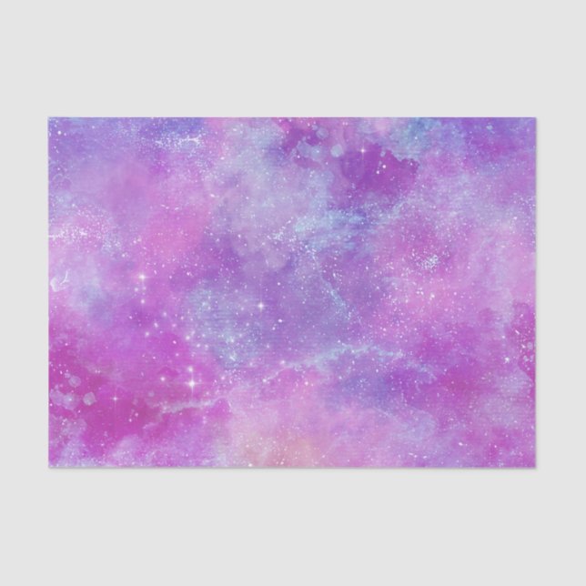 Papel De Seda Galáxias do Espaço de Aquarela Estrelas Rosa (Frente )