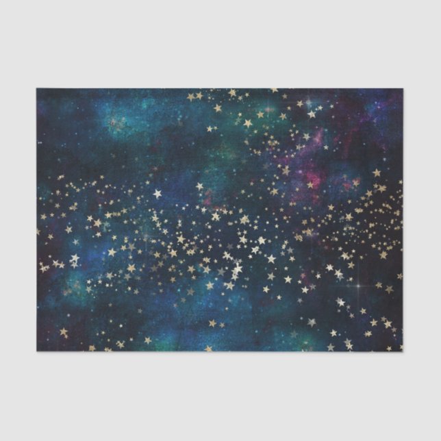 Papel De Seda Galaxy Star Space Night Blue and Purple (Frente )