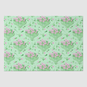 Papel De Seda Galeria verde pansias vermelhas e fundo