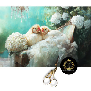 Papel De Seda Galerias de Galinhas de Casamento Romântico Decoup