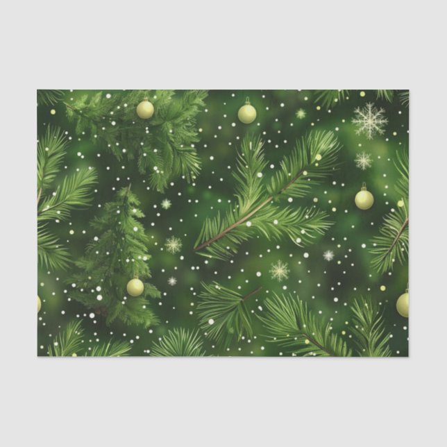 PAPEL DE SEDA GALHOS E BOLAS DE FETO VERDE DE NATAL (Frente )