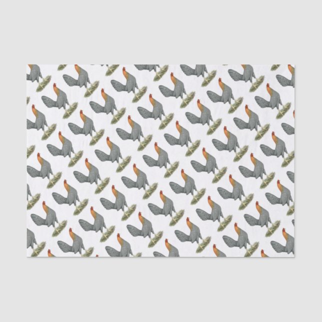 Papel De Seda Galinha de Briga Azul Vermelha (Frente )