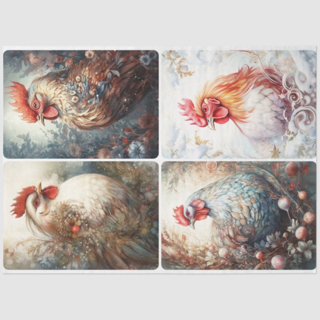 Papel De Seda Galinhas de inverno (Frente )