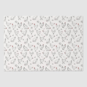 Papel De Seda Galinhas em Tinta