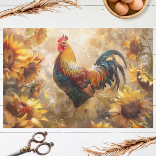Papel De Seda Galo com Desanexação de Pintura de Óleo de Girassó