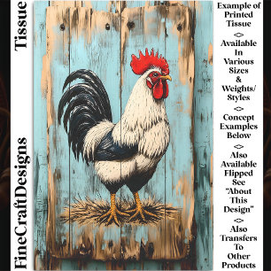 Papel De Seda Galo de Celeiro de Campo Francês DB7R Decoupage