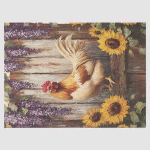 Papel De Seda Galo de Fazendas Russo com Girassóis e Wisteria