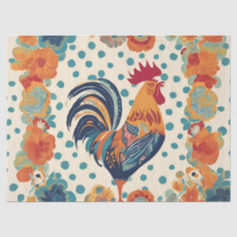 Papel De Seda Galo Retro Whimsical