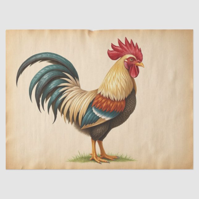Papel De Seda Galo Rústico (Frente )