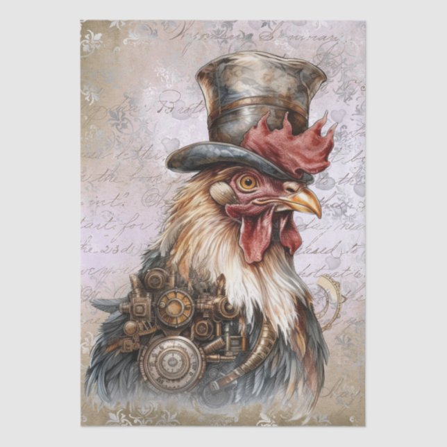 Papel De Seda Galo Steampunk (Frente )