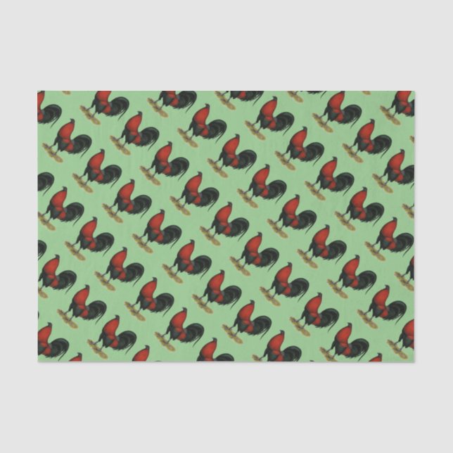 Papel De Seda Galo Vermelho Preto BB Jogo Americano (Frente )
