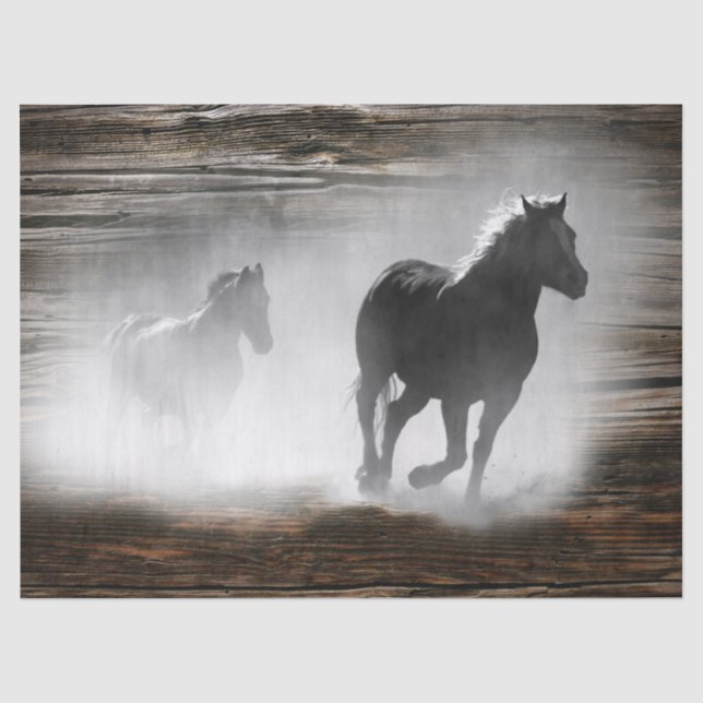 Papel De Seda Galopagem de Cavalos Selvagens (Frente )