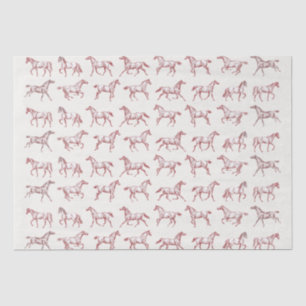Papel De Seda Galopagem Elegante Cavalos Brancos Vermelhos