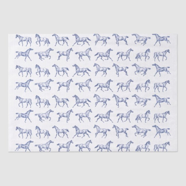 Papel De Seda Galopante Elegante Cavalos Galopantes Toilo Branco (Frente )