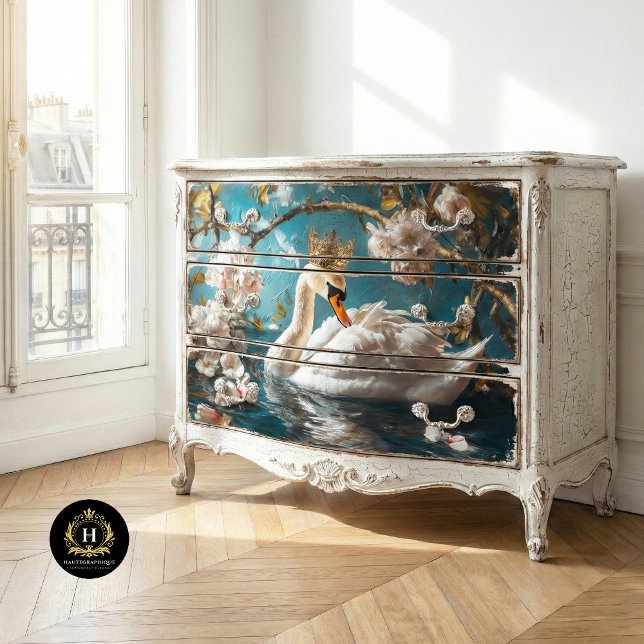 Papel De Seda Galoplas de Flores de Cisne Branco Elegante Decoup (Criador carregado)