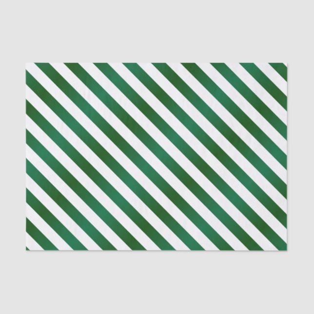 Papel De Seda Gamas de Diagonal Verde e Branco (Frente )
