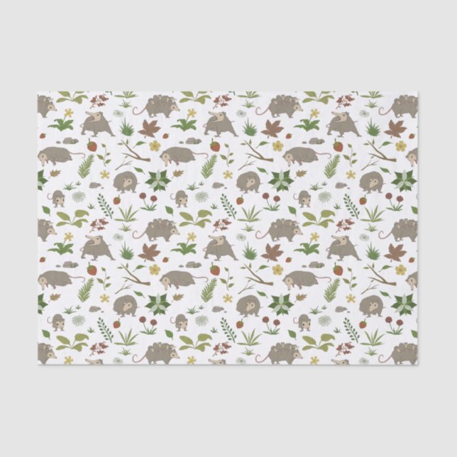 Papel De Seda gambás em campo de Berry em branco (Frente )