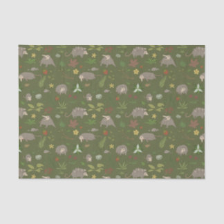 Papel De Seda gambás em campo de Berry em verde