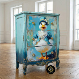 Papel De Seda Ganso Caprichoso em Decoupage de Boné Azul